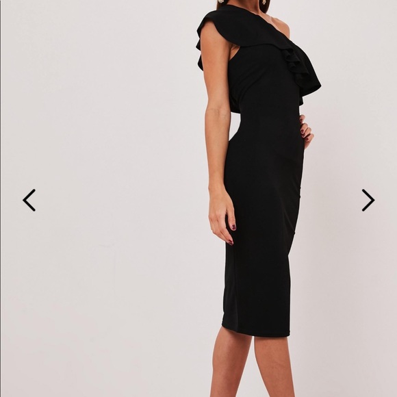 ONE SHOULDER RUFFLE BODYCON MIDI DRESS - Picture 3 of 4